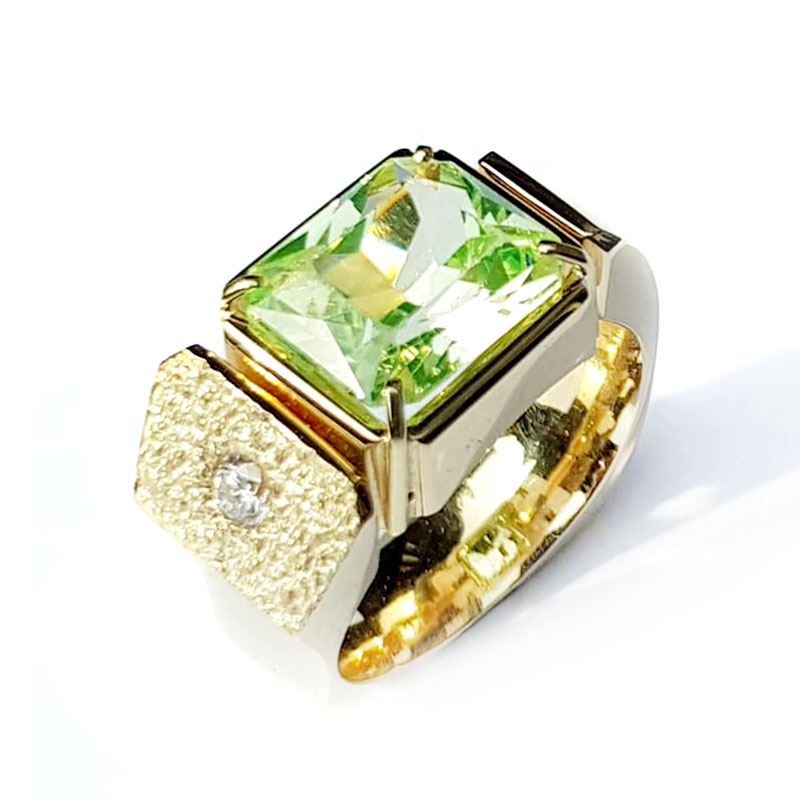 Herenring met groen/gele citrien
